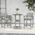 Patio HDPE Adirondack Bar Chairs Set of 2 with Wide Armrests-Gray